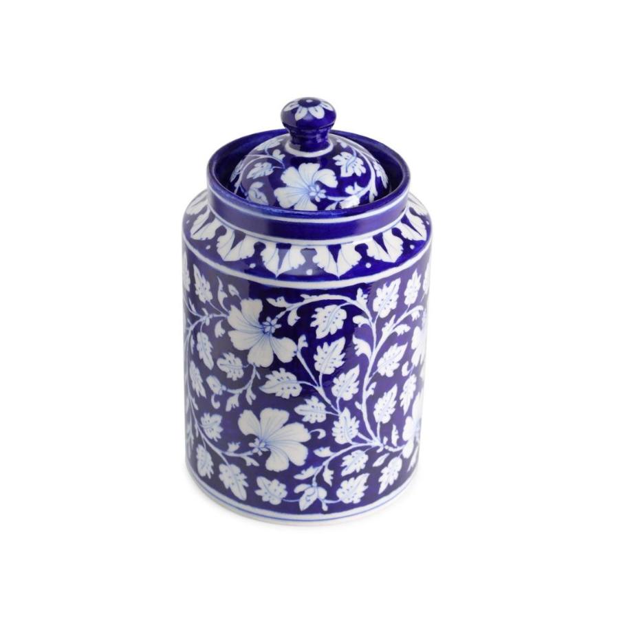 blue white ginger jar canister 