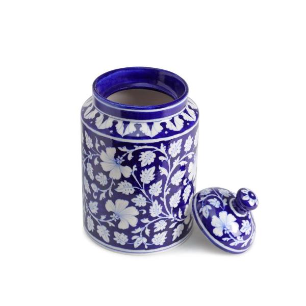 blue white ginger jar canister 