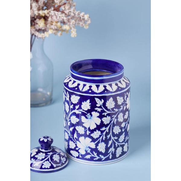 blue white ginger jar canister 