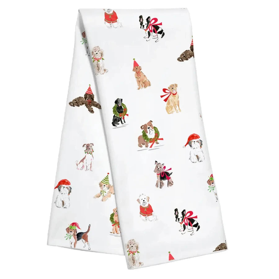 christmas holiday dogs kitchen towel 