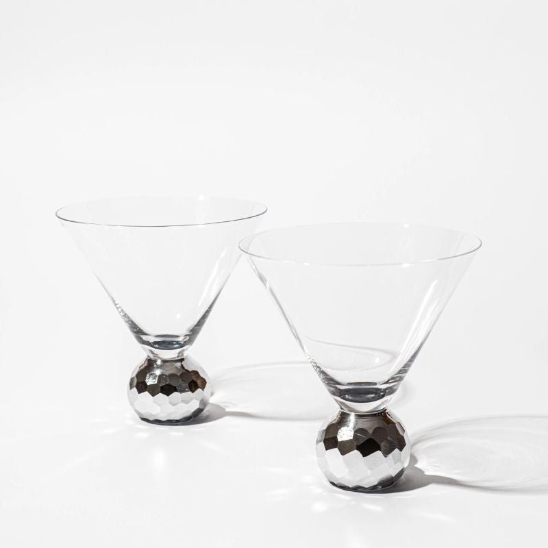 Martini Glasses Circleware Bubble Ball Bottom Stem Set of 7 Mid