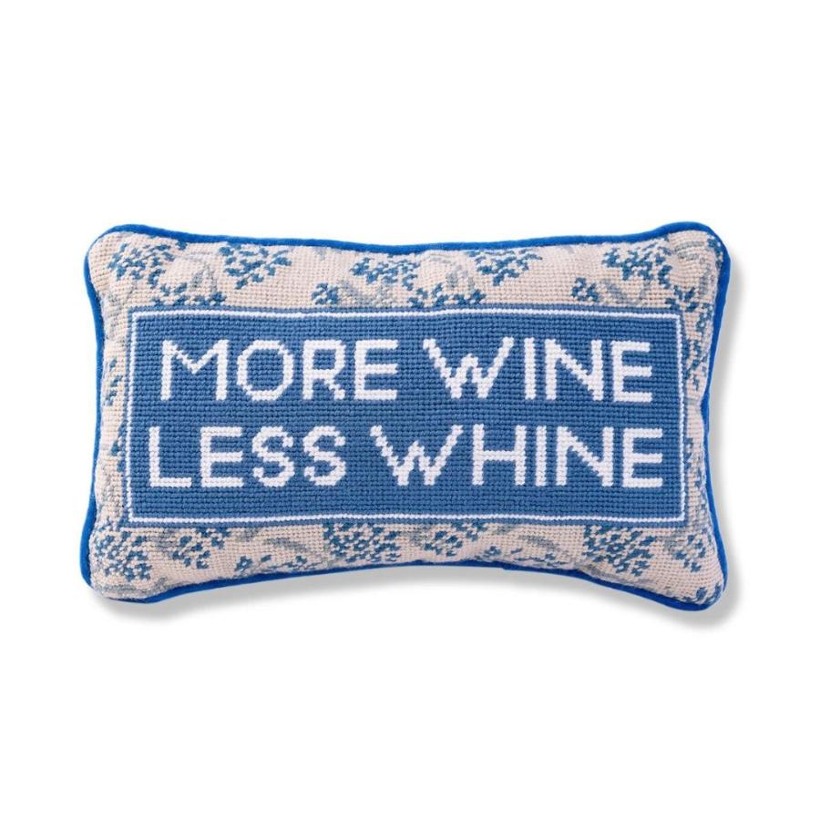 More wine less whine needlepoint pillow