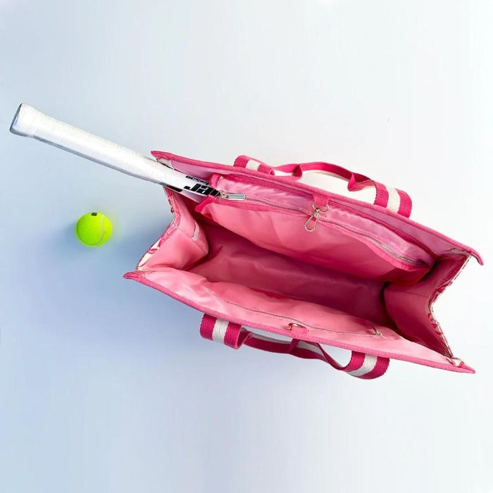 pink pineapple tennis tote bag