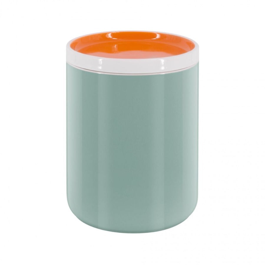 sage and orange porcelain jar