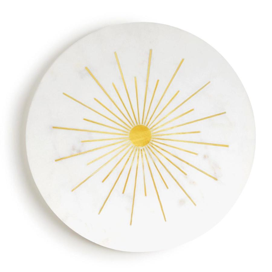 sunburst gold white marble cheese board 1