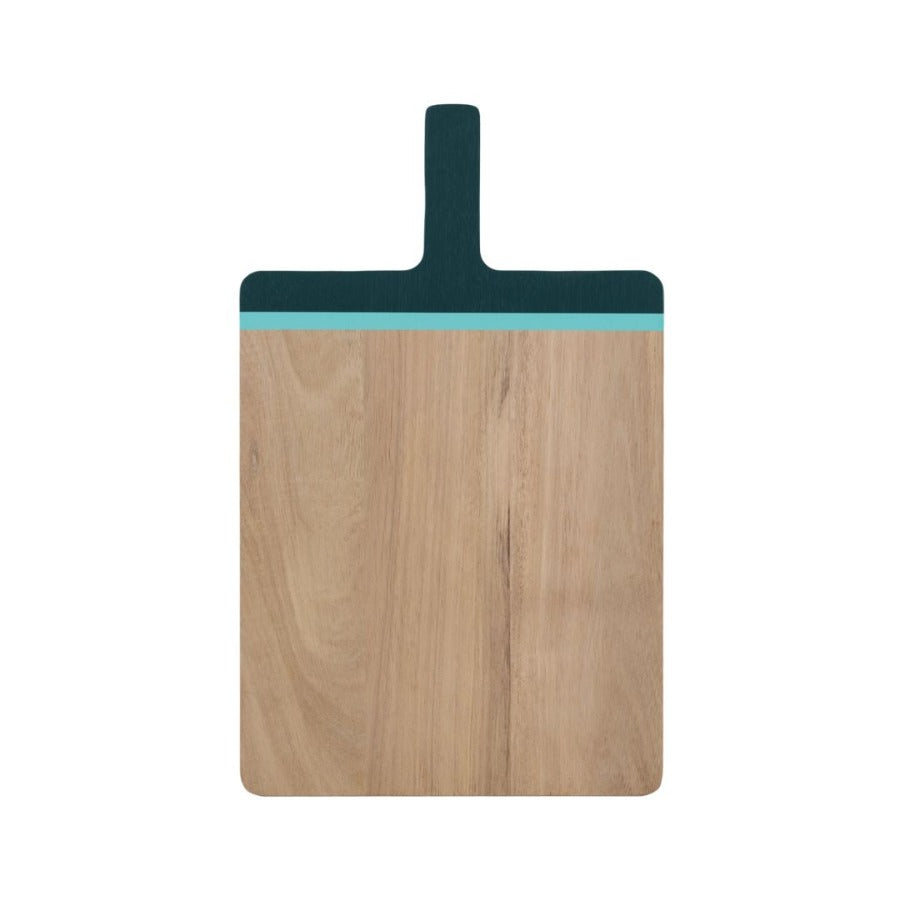 wood cutting board with aqua and teal 