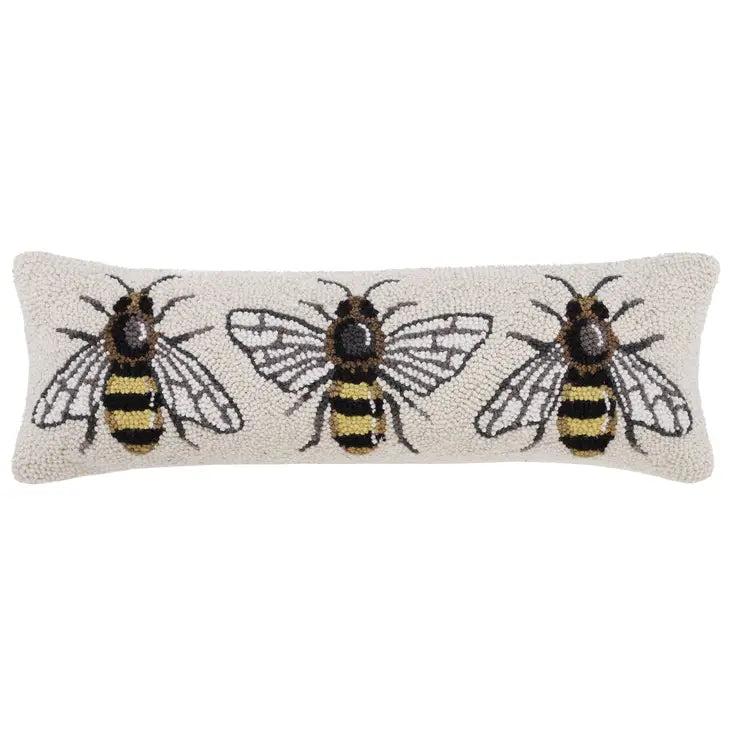 Three Bees Wool Hook Lumbar Pillow
