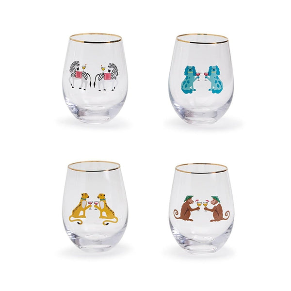 🐶 Pawsitive Vibes 🐱 fun PLASTIC stemless wine glasses set of 5 picnic  edition