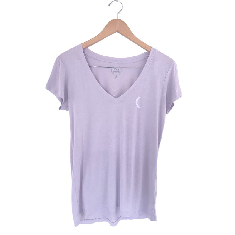 Lilac V-Neck Tee with Moon Phase | Women's Super Soft V-Neck
